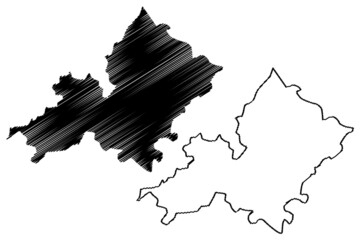Ambala district (Haryana State, Republic of India) map vector illustration, scribble sketch Ambala map