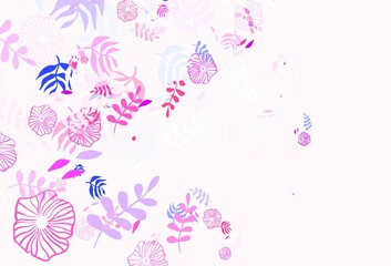 Light Pink vector abstract design with leaves, flowers.