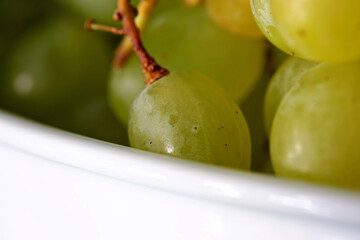 close-up organic and fresh green grapes 