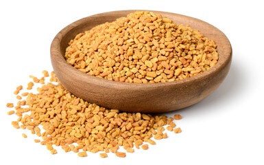 raw fenugreek seeds isolated on white