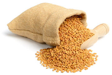raw fenugreek seeds isolated on white