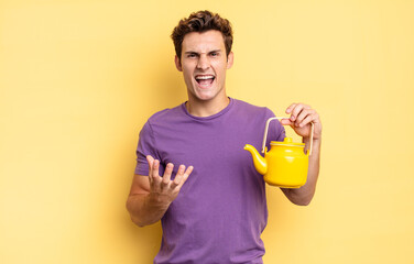 looking angry, annoyed and frustrated screaming wtf or what’s wrong with you. teapot concept