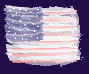 banner with watercolor American flag. USA pennalt. Element of design, Background, wallpaper, sketch