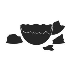 Half egg vector icon. Black vector icon isolated on white background half egg.