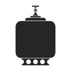 Obraz premium Gas cylinder vector black icon. Vector illustration lpg on wite background. Isolated black illustration icon of gas cylinder.