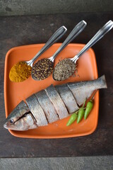 salmon steak with vegetables