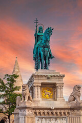 Statue of Saint Stephen, Fisherman Bastion, Budapest, Hungary