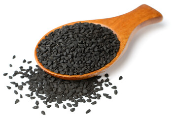 black cumin seeds isolated on the white background