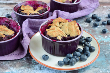 Blueberry Cobbler in Ramekins. Summer baking idea