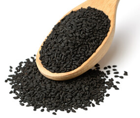 black cumin seeds isolated on the white background