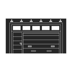 Door garage vector black icon. Vector illustration gate house on white background. Isolated black illustration icon of door garage.