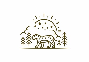 Line art illustration of tiger
