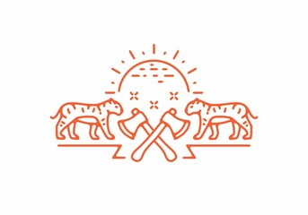 Line art illustration of tiger