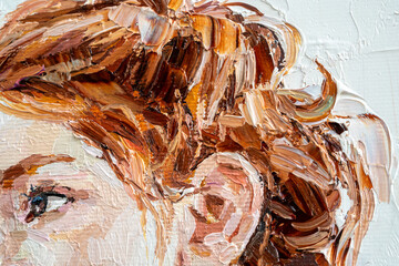 .Little girl on a white background. Oil painting on canvas.