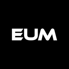 EUM letter logo design with black background in illustrator, vector logo modern alphabet font overlap style. calligraphy designs for logo, Poster, Invitation, etc.