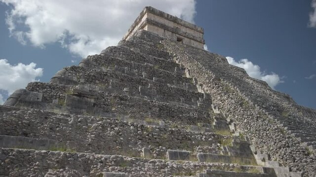 Chichen Itza pyramid ruins in historical park in Yucatan Mexico.
