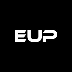 EUP letter logo design with black background in illustrator, vector logo modern alphabet font overlap style. calligraphy designs for logo, Poster, Invitation, etc.