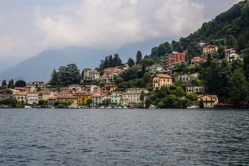 View of Traditional Colorful Houses in Lake Como