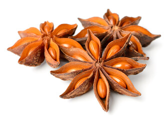 star anise fruits isolated on the white background