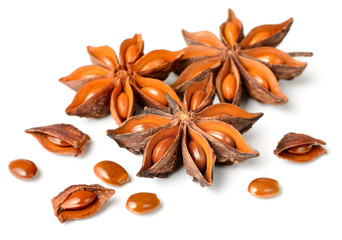 star anise fruits isolated on the white background