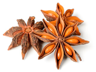 star anise fruits isolated on the white background