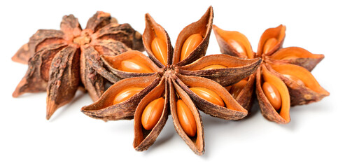 star anise fruits isolated on the white background