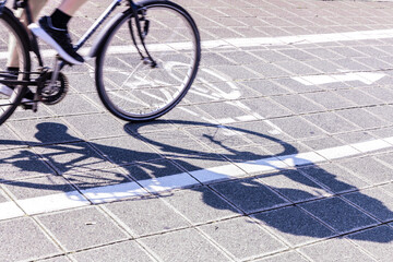 Fototapeta na wymiar Radfahrer auf Radweg