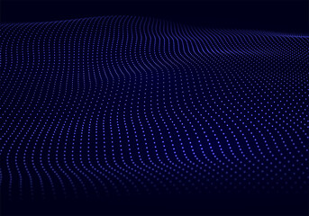 Abstract digital wave of particles. Network connection structure. Futuristic point wave. Large amount of data. Abstract background. Vector