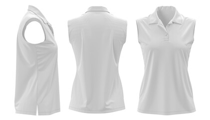 3D rendered sleeveless ladies polo shirts