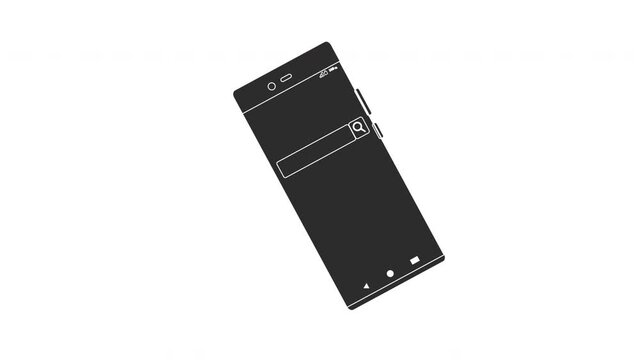 回転するスマートフォンの検索窓