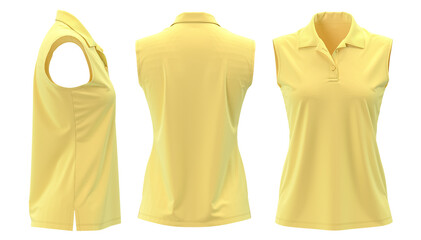 3D rendered sleeveless ladies polo shirts