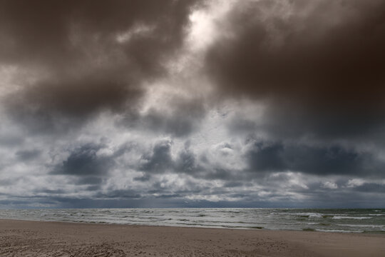 Cloudy sky over Baltic sea.