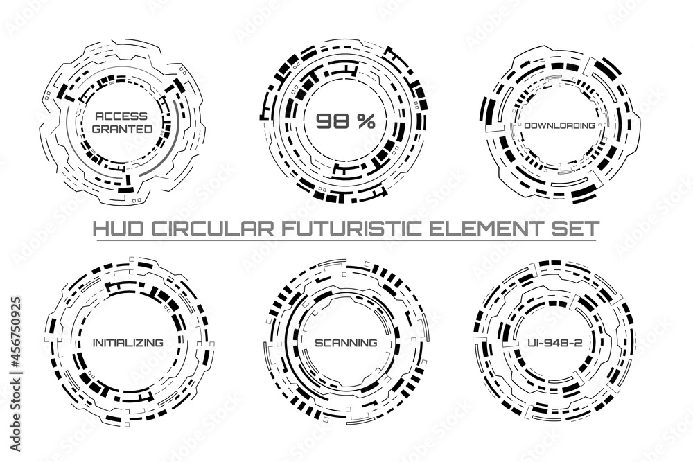 Poster Abstract HUD UI Futuristic Geometric Circle Shape Game Target Vector Set.