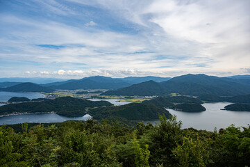 Fototapeta na wymiar レインボーライン山頂公園展望台から三方五湖を望む