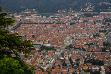 View of Rooftops of Como Town on a Rainy Day