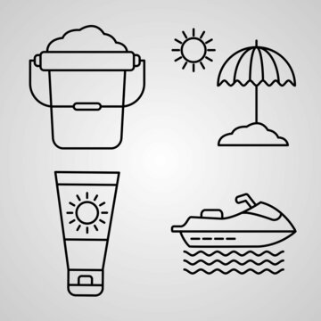 Collection of Summer Symbols in Outline Style