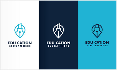 location icon symbol with education icon logo template