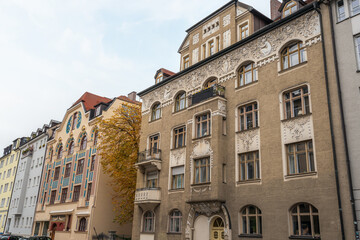 Art Nouveau Buildings in Ainmillerstrasse Street - Munich, Bavaria, Germany