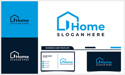 Home creative symbol concept open door, building enter, real estate agency business logo