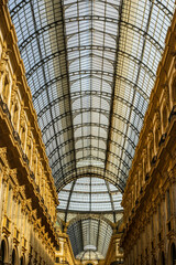 View of Vittorio Emanuele Gallery in Milano Downtown
