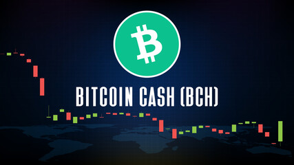 abstract futuristic technology background Bitcoin Cash (BCH) coin digital cryptocurrency and market graph volume indicator