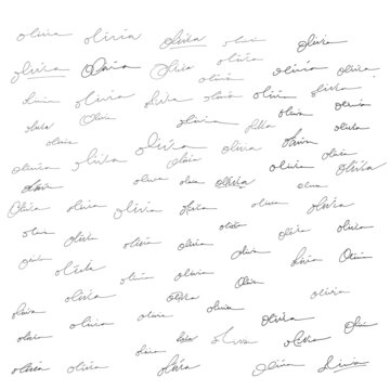 Olivia's Signature for Documents.Vector illustration of Black writing on a white Background