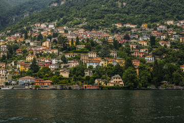 Fototapeta na wymiar View of Traditional Colorful Houses in Lake Como