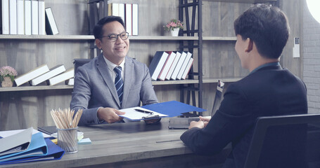 Job HR applicants having an interview with Human resource manager jobs interviewing with confident...