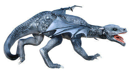 3D Rendering Fairy Tale Dragon on White