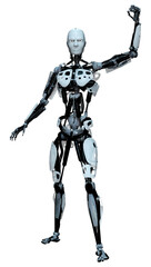3D Rendering Male Robot on White