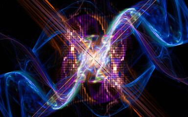 abstract illustration background image desktop wallpaper energy waves intertwining and spinning in a crazy dance for use in web graphics, computer design