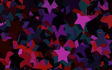 Dark Pink, Green vector template with sky stars.