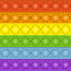 Antistress fidget sensory pop it vector background texture. Bubble rainbow colorful toy.