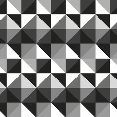 Abstract triangle geometric shapes pattern. Vector square white and black seamless background
